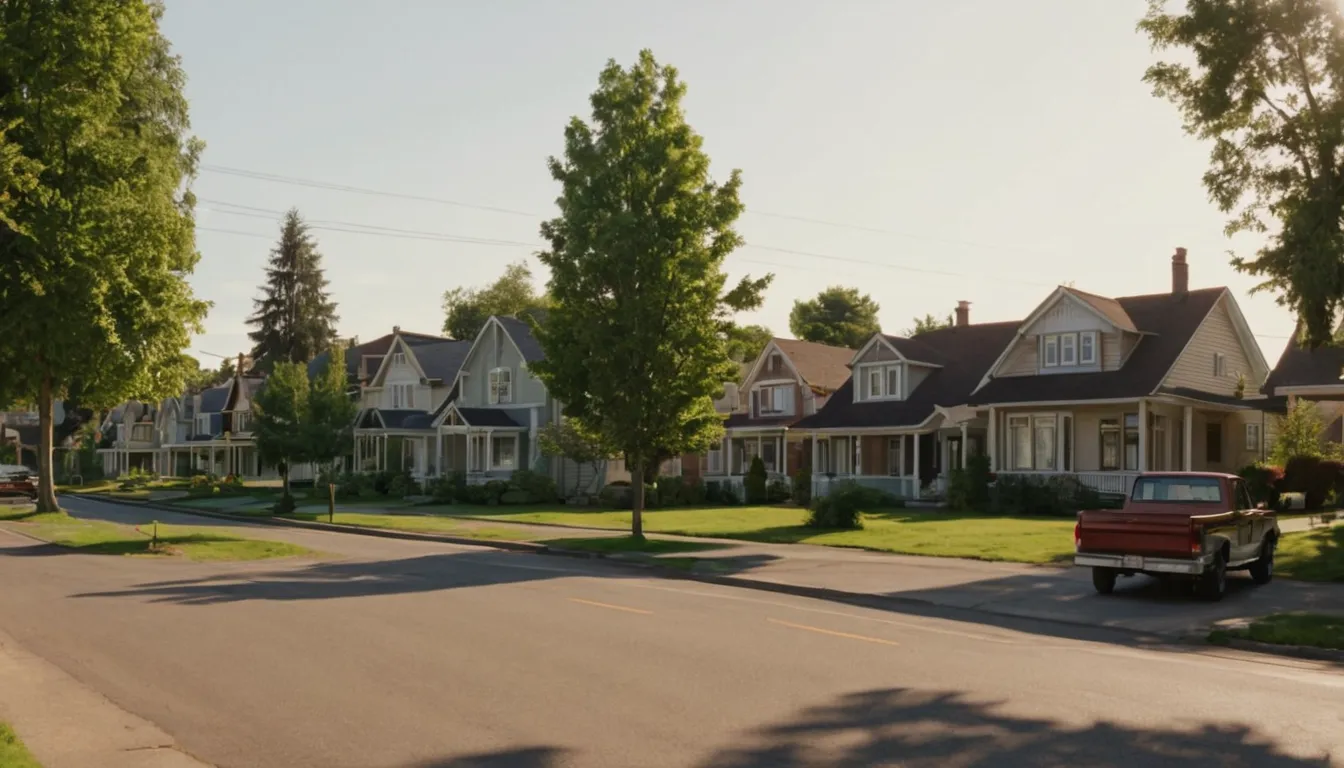 A residential street in the Schaumburg area with older frame houses and mature trees